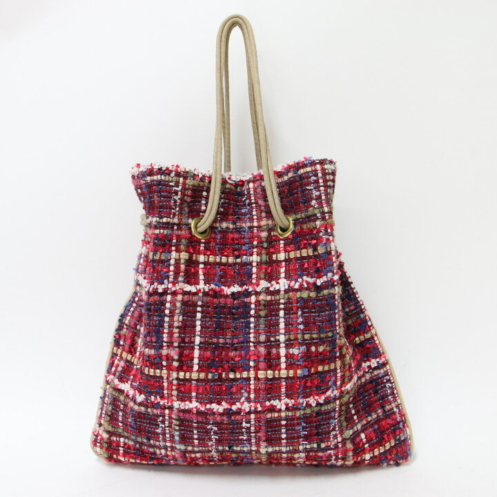 シャルマントサック 美品☆トートバッグ ホワイト/レッド巾着 