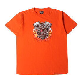 HARLEY-DAVIDSON ハーレーダビッドソン Tシャツ サイズ:XL 00s HOLOUBEK エンブレム グラフィック クルーネック 半袖Tシャツ USA製 / ファイヤーフレイム ツインターボエンジン オレンジ 00年代 ヴィンテージ 古着 トップス カットソー【メンズ】【中古】【K4106】