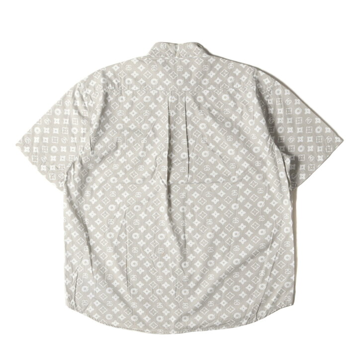 90s OLD STUSSY モノグラム ボタンダウン 半袖シャツ USA製