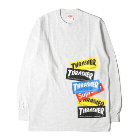 Supreme シュプリーム Tシャツ サイズ:S 21AW THRASHER マルチロゴ ロングスリーブTシャツ Multi Logo L/S Tee アッシュグレー スラッシャー コラボ トップス カットソー 長袖【メンズ】【K4092】