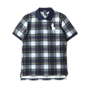 POLO Ralph Lauren ポロ ラルフローレン ポロシャツ サイズ:BOYS L(メンズS位) タータンチェック ビッグポニー 鹿の子 半袖ポロシャツ グリーン ネイビー トップス カットソー【メンズ】【K4102】