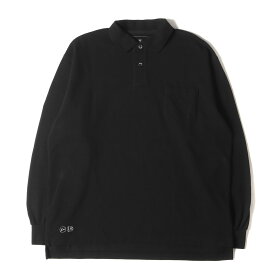 UNIFORM EXPERIMENT ユニフォームエクスペリメント ポロシャツ サイズ:1 24SS オーバーサイズ ロングスリーブ 鹿の子 ポロシャツ L/S POCKET BAGGY POLO ブラック 黒 トップス 長袖 カットソー【メンズ】【中古】【美品】【K4102】