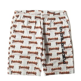 Supreme シュプリーム パンツ サイズ:L 15SS THRASHER 総柄 スケート イージー ショーツ Skate Short ホワイト 白 コラボ ボトムス ショートパンツ ズボン【メンズ】【中古】【K4106】