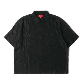 Supreme シュプリーム シャツ サイズ:XXL 23SS 刺繍デザイン レーヨン シルク 半袖シャツ Nouveau Embroidered S/S Shirt ブラック 黒 トップス カジュアルシャツ【メンズ】【中古】【K4103】