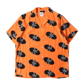 WACKO MARIA ワコマリア シャツ サイズ:S 21SS VANS VAULT レコード柄 レーヨン アロハシャツ HAWAIIAN SHIRT オレンジ トップス カジュアルシャツ コラボ【メンズ】【中古】【美品】【K4112】