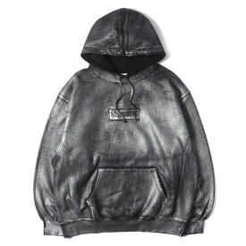 Supreme シュプリーム パーカー サイズ:XL 24SS MM6 Maison Margiela フォイル加工 ボックスロゴ スウェットパーカー Foil Box Logo Hooded Sweatshirt ブラック 黒 トップス フーディー コラボ【メンズ】【K4105】