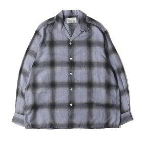 WACKO MARIA ワコマリア シャツ サイズ:L 23SS オンブレチェック オープンカラー レーヨン 長袖シャツ OMBRAY CHECK OPEN COLLAR SHIRT L/S パープル ブラック トップス カジュアルシャツ【メンズ】【中古】【美品】【K4105】