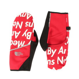 Supreme シュプリーム サイズ:S 15AW THE NORTH FACE メッセージロゴ柄 グローブ 手袋 Winter Runners Glove レッド コラボ アイテム 【メンズ】【中古】【美品】【K4505】