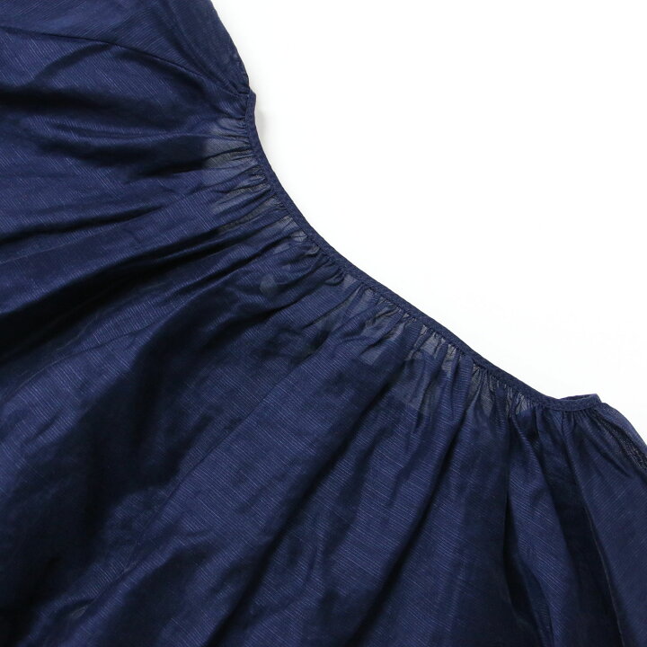 OHGA オーガ ブラウス ネイビー バックリボン シアー ボリュームスリーブ 