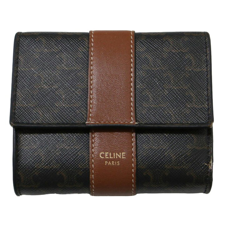 楽天市場】CELINE セリーヌ 財布 ブラウン系 スモール トリフォールド 
