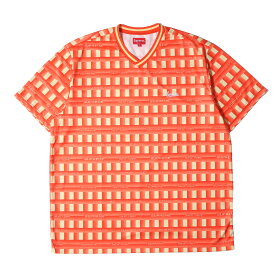 Supreme シュプリーム Tシャツ サイズ:XL 20SS グリッドパターン サッカージャージ トップ Grid Soccer Jersey オレンジ トップス カットソー 半袖【メンズ】【中古】【新品同様】【K4166】