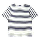 SAINT JAMES セントジェームス Tシャツ サイズ:S マリンボーダー ボートネック 半袖Tシャツ ショートスリーブ バスクシャツ ホワイト ネイビー 白紺 トップス カットソー フランス製【メンズ】【中古】【K4506】