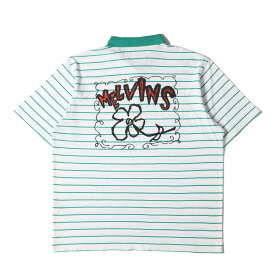 Supreme シュプリーム ポロシャツ サイズ:L 24SS Melvins グラフィック ストライプ ポロシャツ Stripe S/S Polo ホワイト グリーン トップス 半袖【メンズ】【中古】【K4746】