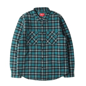 Supreme シュプリーム シャツ サイズ:M 裏地キルティング アーチロゴ チェック フランネルシャツ (Arc Logo Quilted Flannel Shirt) グリーン ブラック トップス カジュアルシャツ 長袖【メンズ】【中古】【美品】【K4722】