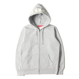 Supreme シュプリーム パーカー サイズ:S フード アップリケ ジップ スウェットパーカー (Felt Hooded Logo Zip-Up Sweat) ヘザーグレー トップス フーディー【メンズ】【中古】【K4311】