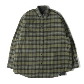 BALENCIAGA バレンシアガ シャツ サイズ:2 / 24AW グラフィックTシャツ レイヤード オーバーサイズ チェック ネルシャツ (L/S Paris Liberty Layered Shirt) / オリーブ ブラック / トップス カジュアルシャツ 長袖 / イタリア製【メンズ】【K4530】