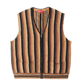 Supreme シュプリーム ベスト サイズ:L / 21SS ストライプ セーター ジップ ベスト (Stripe Sweater Vest) / ブラウン オレンジ / トップス【メンズ】【中古】【K4505】