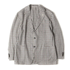 LARDINI ラルディーニ ジャケット サイズ:52 REG / ガンクラブチェック シルク混ウール 段返り3B テーラード ジャケット / ブートニエール付き / ベージュ マルチカラー / イタリア製 / アウター ブレザー 上着【メンズ】【中古】【美品】【K4700】