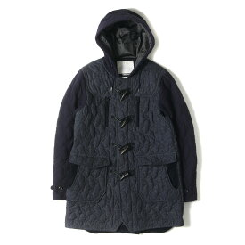 White Mountaineering ホワイトマウンテニアリング コート サイズ:0 / ネップ混 ウール 切替 ダッフルコート (Windstopper Jazz Nep Cloth Quilted Duffle Coat) / ネイビー 紺 / アウター ジャケット 上着 / 日本製【メンズ】【中古】【K4748】