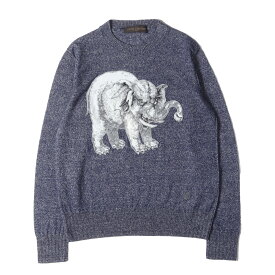 LOUIS VUITTON ルイヴィトン ニット サイズ:S / チャップマン ブラザーズ エレファント コットン ニット (Chapman Brothers Elephant Pullover) / ヘザーブルー / イタリア製 / トップス セーター プルオーバー【メンズ】【中古】【美品】【K4700】