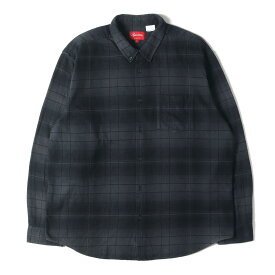 Supreme シュプリーム シャツ サイズ:L / 23SS シャドーチェック ボタンダウン フランネル シャツ (Shadow Plaid Flannel Shirt) / ブラック グレー / トップス カジュアルシャツ 長袖【メンズ】【中古】【K4515】