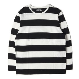 AUBERGE オーベルジュ Tシャツ サイズ:38 / Brilla per il gusto 別注 ビッグボーダー Tシャツ / ホワイト ブラック 白黒 / トップス カットソー 長袖 / 日本製【メンズ】【中古】【美品】【K4506】