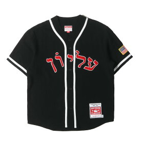 Supreme シュプリーム シャツ サイズ:M / 23AW Mitchell & Ness ウール ベースボールジャージ (Wool Baseball Jersey) / ブラック 黒 / トップス カジュアルシャツ 半袖 / コラボ【メンズ】【中古】【美品】【K4720】