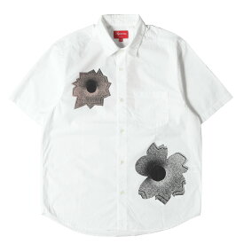Supreme シュプリーム シャツ サイズ:M / 22SS Nate Lowman バレットホール フラワー 半袖 シャツ (S/S Shirt) / ホワイト 白 / トップス カジュアルシャツ【メンズ】【中古】【美品】【K4477】
