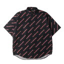 BALENCIAGA バレンシアガ シャツ サイズ:38 / ブランドロゴ柄 オーバーサイズ ジップ ボタンダウン 半袖シャツ (621955) / ブラック 黒 / トップス カジュアルシャツ【メンズ】【中古】【K4502】