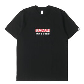 Sacai サカイ Tシャツ サイズ:1 / fragment design BOXロゴ クルーネック Tシャツ / ブラック 黒 / トップス カットソー 半袖 / コラボ【メンズ】【中古】【美品】【K4839】