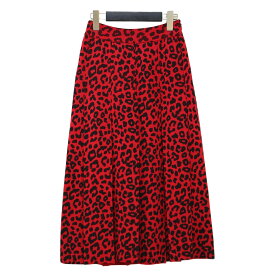 GUCCI グッチ スカート レッド ブラック サイズ:36 XXS / レオパード プリント ボックスプリーツ ニット スカート / ミディ丈 Aライン ヒョウ柄 シルク コットン / ボトムス / イタリア製 【レディース】【中古】【K4511】