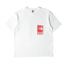 Supreme シュプリーム Tシャツ M 23SS THE NORTH FACE ロゴプリント ポケット Tシャツ Printed Pocket Tee ホワイト 白 トップス カットソー 半袖【メンズ】【中古】【美品】【K4900】