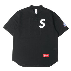Supreme シュプリーム シャツ サイズ:S / 24AW Sロゴ ヘンリーネック メッシュジャージ ベースボールシャツ (S Logo Baseball Henley) / ブラック 黒 / トップス カジュアルシャツ 半袖【メンズ】【K4539】