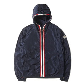 MONCLER モンクレール ジャケット サイズ:1 / トリコテープ付き ナイロン フルジップ フーデッド トレーニング ジャケット (ANTON) / ネイビー 紺 / アウター ブルゾン 上着【メンズ】【中古】【K4417】