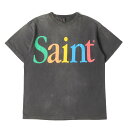 SAINT MICHAEL セントマイケル Tシャツ サイズ:L / 24SS ヴィンテージ加工 カラフルロゴ Tシャツ (SS TEE / COLOFUL SAINT) / ブラック 黒 / トップス カットソー 半袖【メンズ】【中古】【K4501】
