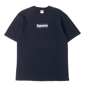 Supreme シュプリーム Tシャツ サイズ:L / 00s BOXロゴ クルーネック Tシャツ (Box Logo Tee) / ネイビー 紺 / トップス カットソー 半袖【メンズ】【中古】【K4717】