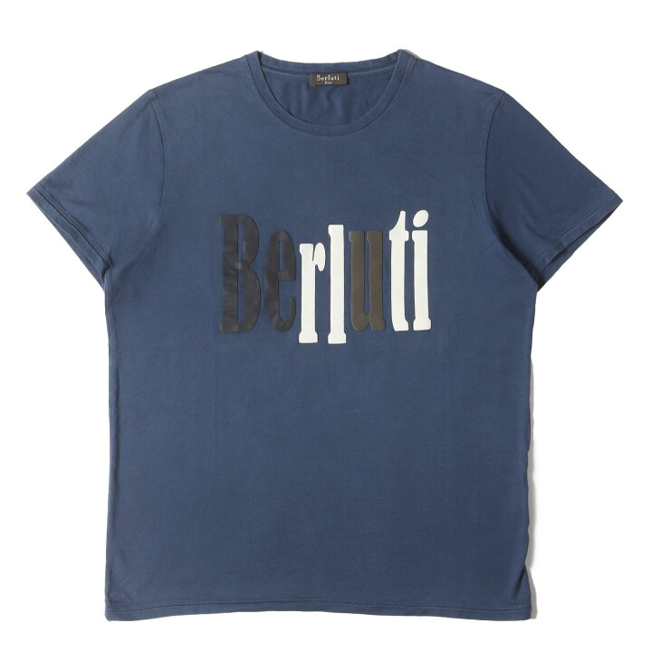 中古】ベルルッティ Berluti Tシャツ 半袖 ロゴ刺繍 XL 紺 ネイビー  