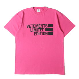 VETEMENTS ヴェトモン Tシャツ サイズ:S / 21SS ブランドロゴプリント オーバーサイズ Tシャツ / ピンク / トップス カットソー 半袖【メンズ】【中古】【K4630】