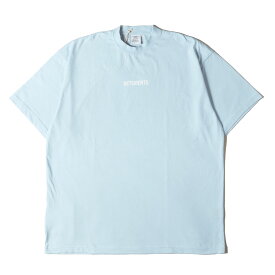 VETEMENTS ヴェトモン Tシャツ サイズ:S / スモール ブランドロゴ オーバーサイズ Tシャツ (GVA72XX001) / ライトブルー / トップス カットソー 半袖【メンズ】【中古】【美品】【K4630】