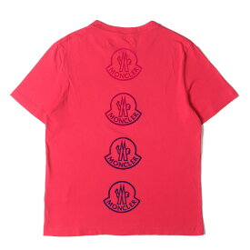 MONCLER モンクレール Tシャツ サイズ:XS / 21SS フロッキー ブランドロゴ Tシャツ (MAGLIA T-SHIRT G20918C00033 829HS) / ピンク / トップス カットソー 半袖【メンズ】【中古】【K4721】