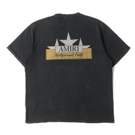 AMIRI アミリ Tシャツ ブラック 黒 サイズ:XL | 25SS ヴィンテージ加工 ラインストーン ロゴ クルーネック Tシャツ (VINTAGE AMIRI CRYSTAL STAR TEE AMJYTE1151) | イタリア製 | トップス カットソー 半袖【メンズ】【K4632】