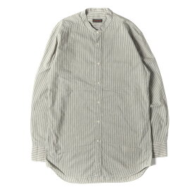 BERNARDO GIUSTI ベルナルド ジュスティ シャツ カーキ サイズ:S | ツインストライプ バンドカラー ドレス シャツ | MADE IN ITALY | トップス カジュアルシャツ 長袖【メンズ】【中古】【美品】【K4744】