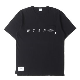 WTAPS ダブルタップス Tシャツ ブラック 黒 サイズ:M | ブランドロゴ刺繍 ポケット ヘビーウエイト クルーネック Tシャツ (DESING SS SYSTEM / TEE) | トップス カットソー 半袖【メンズ】【中古】【K4633】