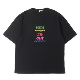 BALENCIAGA バレンシアガ Tシャツ ブラック 黒 サイズ:M | PCメーカー サンプリングロゴ クルーネック Tシャツ (New Logo Out Now T-shirt) | トップス カットソー 半袖【メンズ】【中古】【K4698】