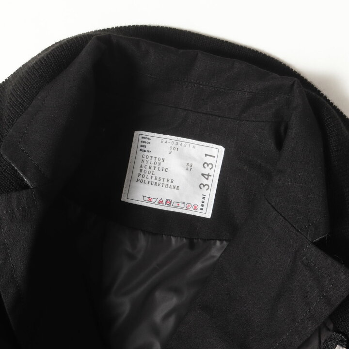 楽天市場】Sacai サカイ ジャケット 黒 ブラック サイズ:3 | 24AW 