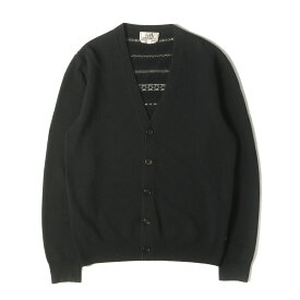 HERMES エルメス カーディガン ブラック 黒 サイズ:S | バック ジャガードボーダー ウール カシミヤ ニット カーディガン | イタリア製 | トップス セーター【メンズ】【中古】【K4702】