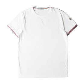 MONCLER モンクレール Tシャツ ホワイト 白 サイズ:L | 24SS アイコン ワッペン ストレッチ バインダーネック Tシャツ (J10918C71600 87296) | トップス カットソー 半袖【メンズ】【中古】【K4697】