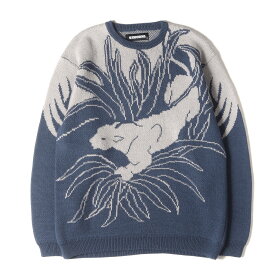 NEIGHBORHOOD ネイバーフッド ニット ネイビー 紺 サイズ:M | 21AW パンサー柄 ジャガード ニット セーター (JACQUARD / AW-KNIT. LS) | トップス プルオーバー【メンズ】【中古】【K4627】