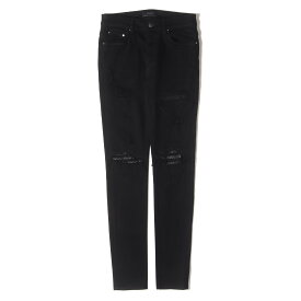 AMIRI アミリ パンツ ブラック 黒 サイズ:32 | レザーパッチ付き クラッシュ加工 ストレッチ スキニー カラーパンツ | USA製 | ボトムス ズボン【メンズ】【中古】【K4634】