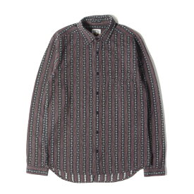 FRANK LEDER フランクリーダー シャツ レッド ブラック系 サイズ:S | ジオメトリック ジャガード ストライプ シャツ (Traditional German Fork Fabric Shirt ) | トップス カジュアルシャツ 長袖【メンズ】【中古】【K4754】